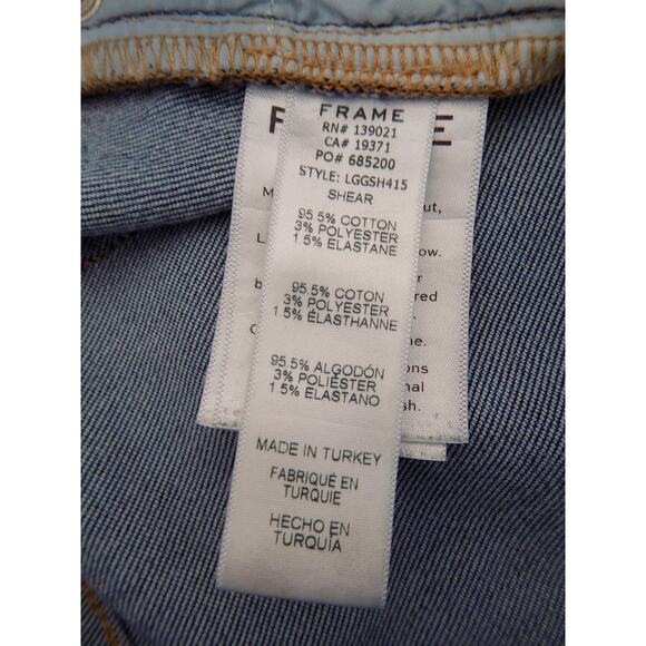 FRAME Le Grand Garcon Blue Denim Distressed Cut Off Raw Hem Shorts Size 25 - Picture 6 of 6